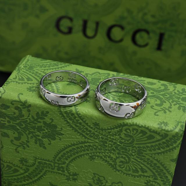 Gucci古驰新款孤面双G情侣戒指 颜色 铂金色 重量 3G左右 码数 6-11# 风格 简约时尚