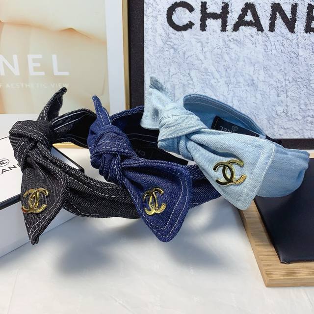 chanel小香 chanel发箍 牛仔蝴蝶结简约Logo轻奢风发箍气质百搭小仙女必入单品名媛风十足 宝藏款 闭眼入推荐款 单个