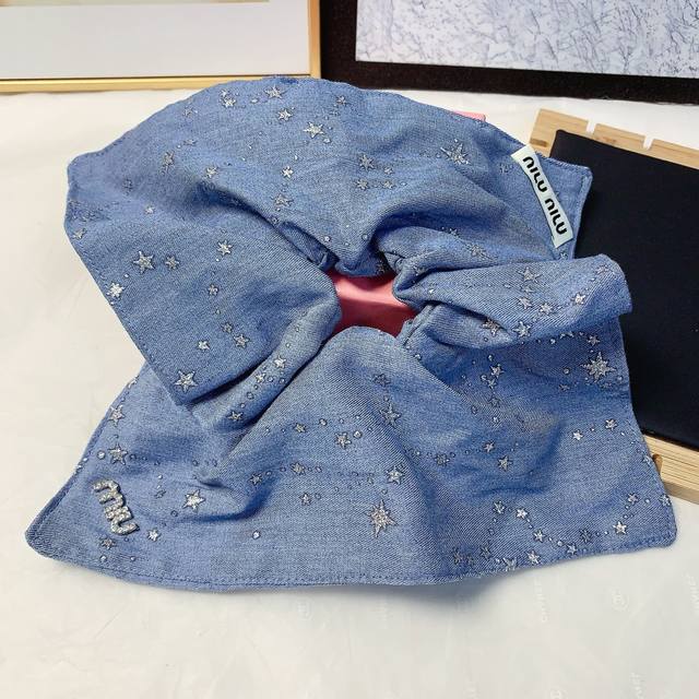 miumiu缪缪 miumiu发圈 牛仔满天星大号皮筋发圈大肠圈气质百搭小仙女必入单品 宝藏款 闭眼入推荐款 单个