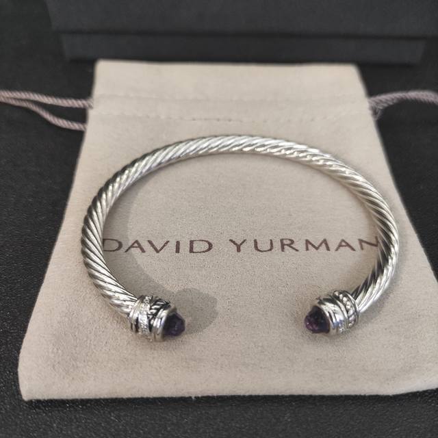 David Yurman 5Mm旋转镶嵌钻紫钻手镯 建议适合佩戴的手围15-20 编号Dysz-041