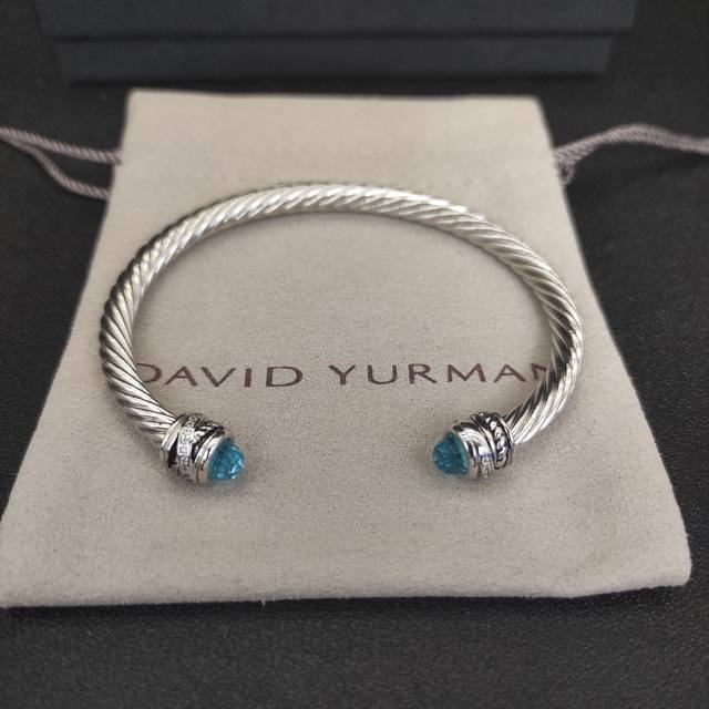 David Yurman 5Mm旋转镶嵌钻蓝钻手镯 建议适合佩戴的手围15-20Cm 编号Dysz-043