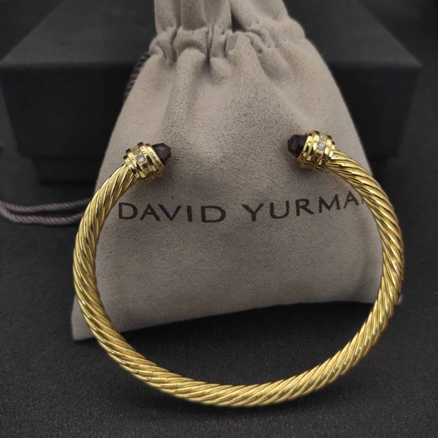 David Yurman 5Mm金色带钻紫钻手镯 建议适合佩戴的手围15-20Cm 编号Dysz-131