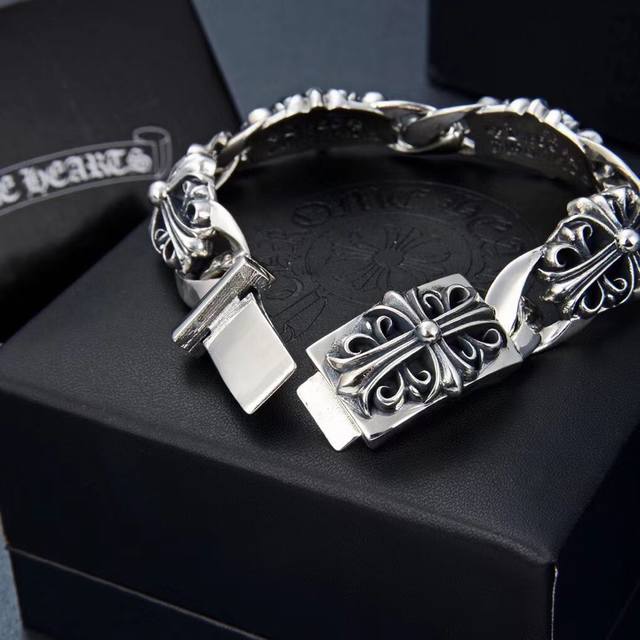 Chrome Hearts 克罗心潮牌十字军花 男女手链 长20 22厘米重约83克