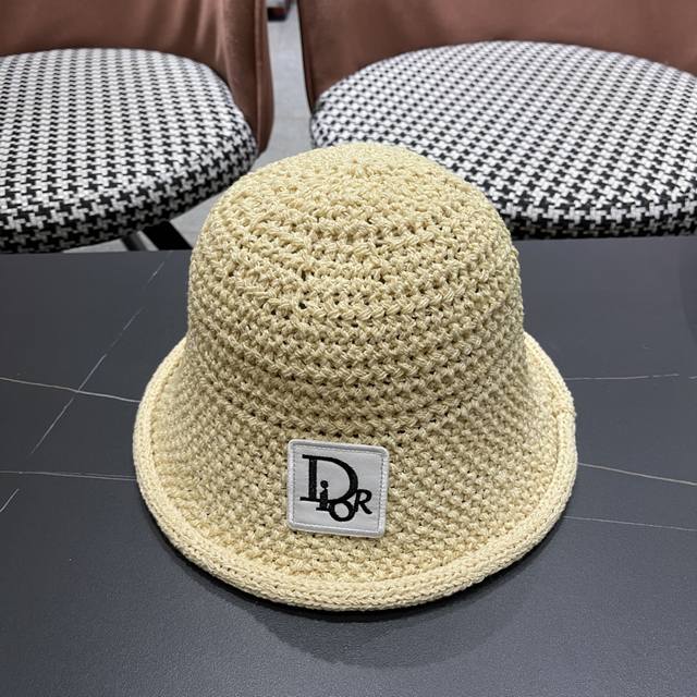 迪奥Dior 2025新春卷边纯色渔夫帽子女夏在优 雅潮流百搭显脸小防晒遮阳盆帽