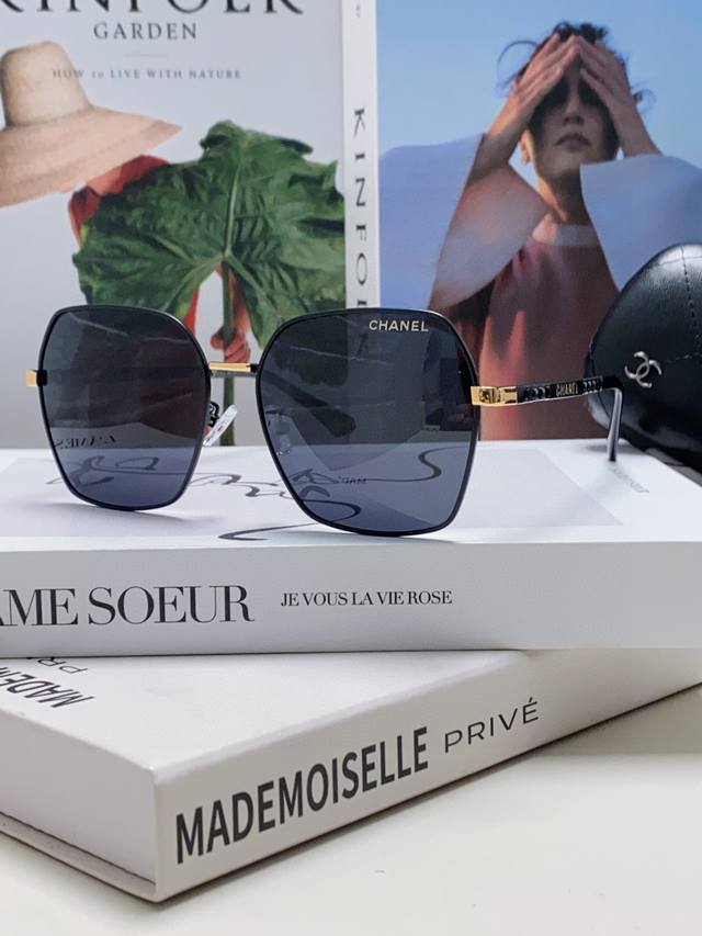 Chanel香奈儿 2025大牌同款太阳镜女新款韩版Ins潮流网红大框金属墨镜气质女神范