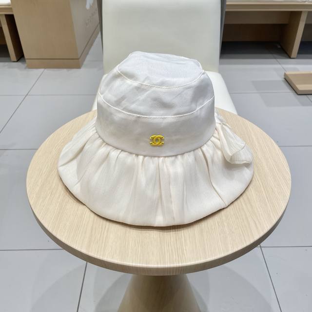 Chanel防晒遮脸百搭渔夫帽女夏季宽檐防紫外线遮阳帽韩版休闲户外纯色帽