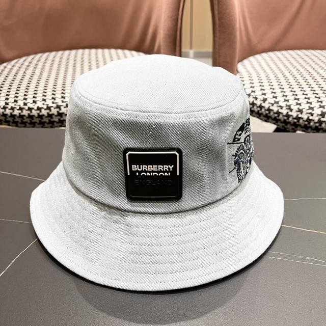 巴宝莉Burberry 2025原单新款牛仔渔夫帽 经典战马简约刺绣原单新品 超喜欢火爆
