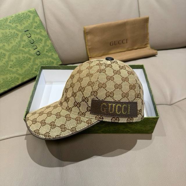 新款到货 配包装布袋 Gucci 古奇 新款原单棒球帽 烫金织带 专柜最新款 1:1开模订制 正版开模 原版帆布料+头层牛皮 原厂品质 质量超赞 基础头围56