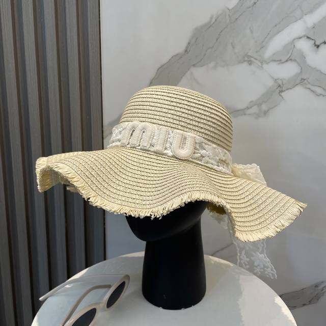 缪缪Miumiu 2025新款草帽 高级定制 名媛风 细节待上 夏季防晒防紫外线 出行必备 百搭好看