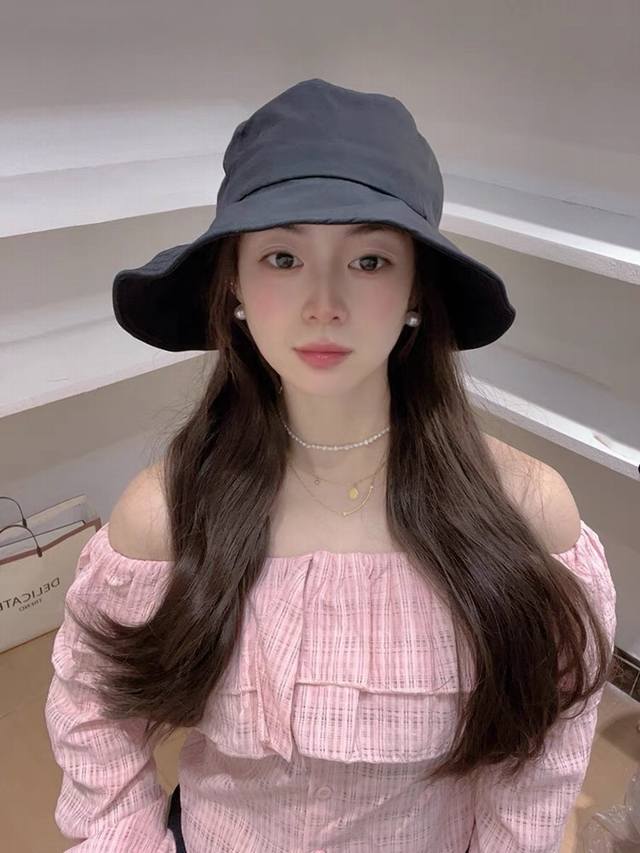 迪奥Dior韩版蝴蝶结渔夫帽子女款夏天配裙子遮阳盆帽脸小 大檐防晒太阳帽