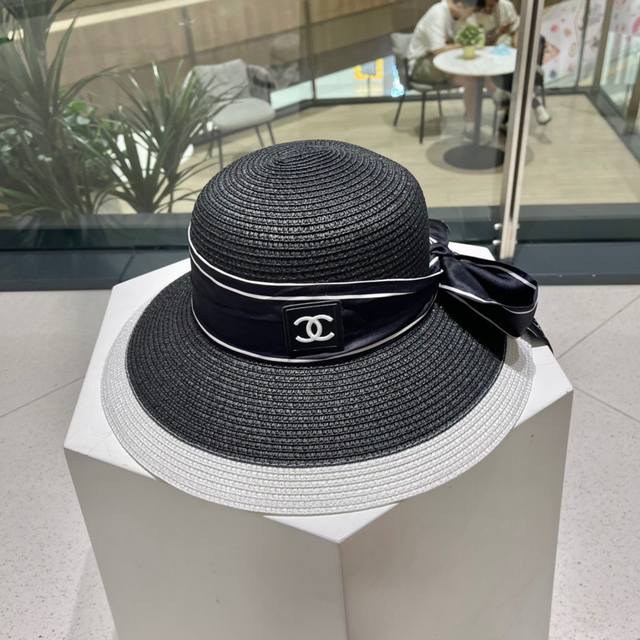 Chanel香奈儿草帽 遮阳帽名媛风 可折叠头围57Cm