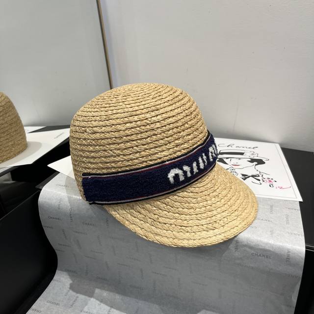 miumiu缪缪拉菲草骑士帽 头围57Cm