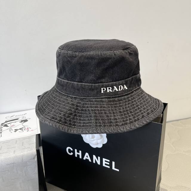 prada普拉达新款遮阳渔夫帽 防紫外线布帽 可折叠头围57Cm