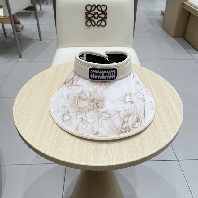 缪缪Miumiu潮水墨竹子空顶帽子女夏季清新凉感防紫外线防晒Ml