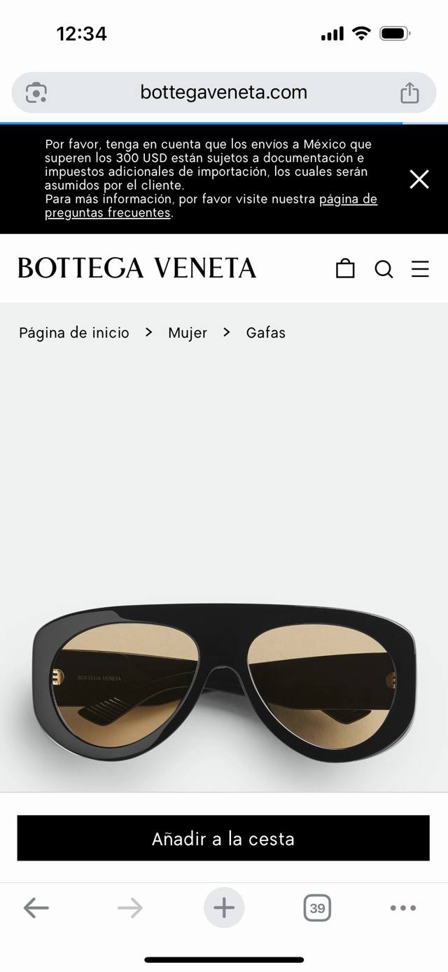 Bottega Venet* oversized model Bv1362S size:58口17-130