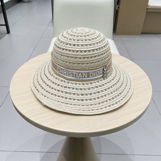 迪奥 Dior草帽 名媛风盆帽 高级细草制作 高端定制 头围57Cm