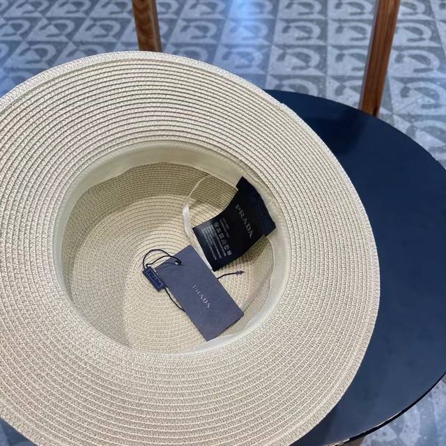 普拉达prada 新款平顶草帽 头围57Cm