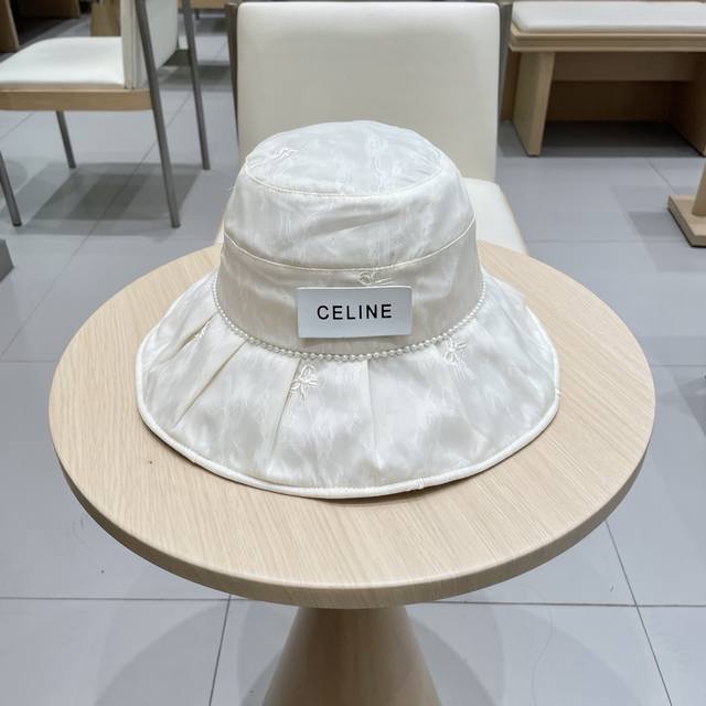 Celine塞琳可折叠荷叶边渔夫帽女韩版透气遮阳防晒太阳帽网红款大檐空顶帽