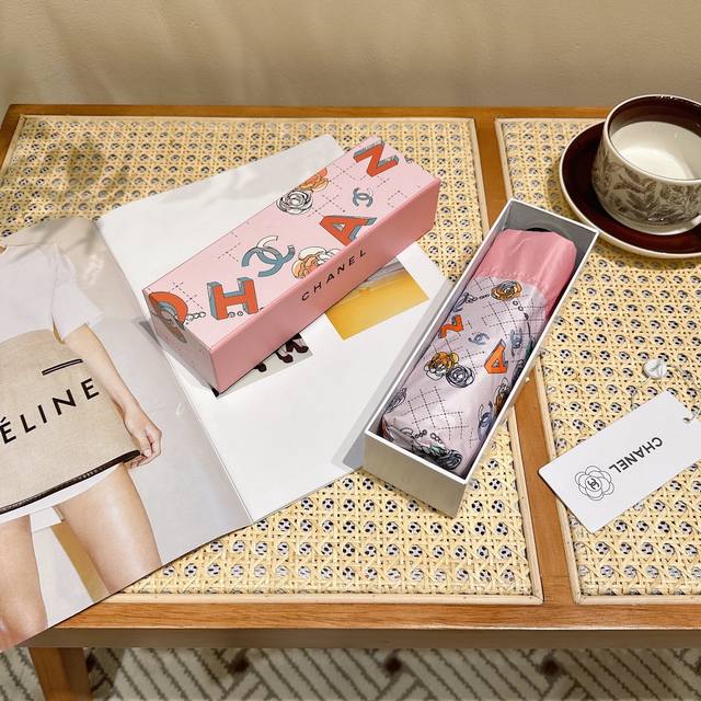 Chanel 香奈儿 珍珠 新款爆款五折手动折叠晴雨伞 选用台湾进口Uv防紫外线伞布 原单代工级品质