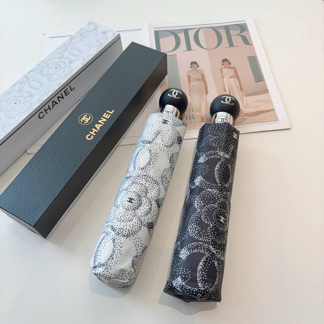 Chanel 香奈儿 三折自动折叠晴雨伞 选用台湾进口Uv防紫外线伞布 原单代工级品质