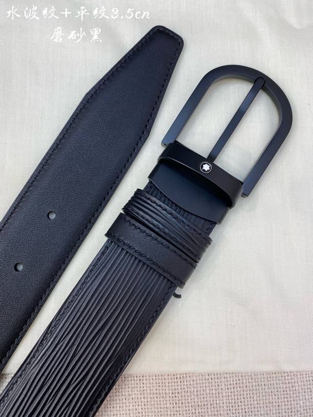 montblanc万宝龙 宽3.5Cm 采用头层牛皮 精品针式扣头 自由裁剪商务休闲皮带