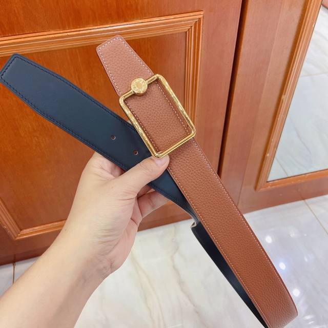 hermes 38Mm腰帶 精钢五金 搭配原版Togo皮 进口白芯底皮 双面可用 顶级 原单150