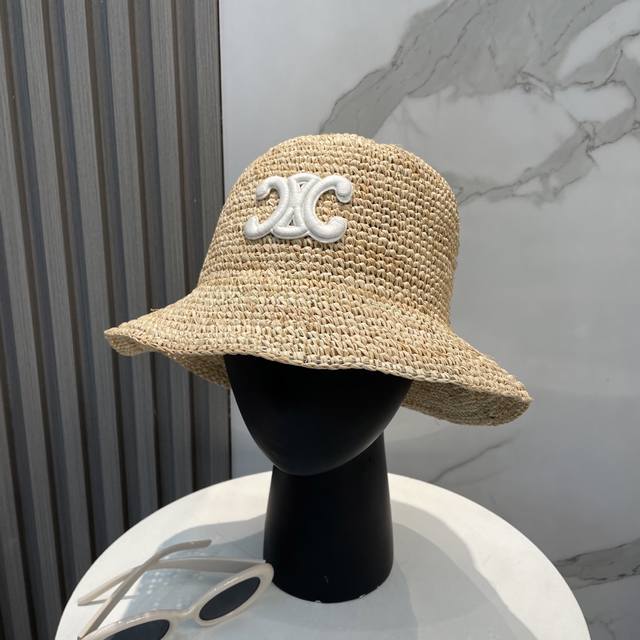 Celine赛琳 新款拉菲草密织草帽 夏天海边首选 明星同款 大牌简约