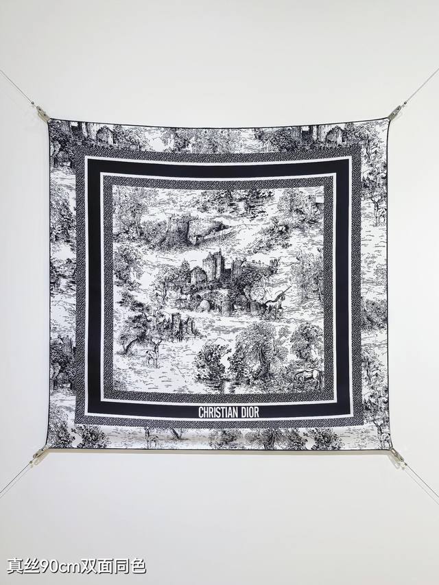 Sdo2518 18姆米双面 90X90Cm斜纹真丝 迪奥 苏格兰茹伊印花