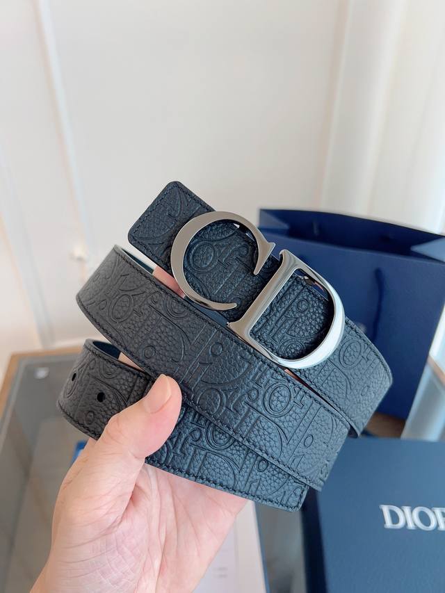 Dior 迪奥 加强版法国原厂皮料，黑色 轧花全皮 品质毋庸置疑 没有更好 只有最好 尺寸3.5厘米