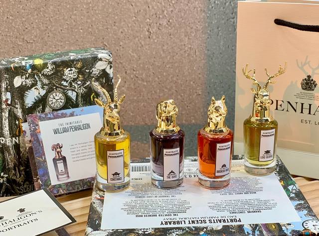 专柜品质 潘海利根兽首香水小样4件套 四件套鹿头，狐狸头 猎犬，羚羊 配送礼袋√ 四款味道组合4×10Ml 内含 兽首鹿头香水10Ml,兽首狐狸香水10Ml 兽