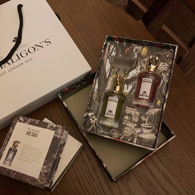 专柜品质 潘海利根两件套 鹿头+狐狸头 配送礼袋两款味道组合2×10Ml 内含兽首鹿头香水10Ml，兽首狐狸香水10Ml 乔治勋爵的悲剧麋鹿香水 木质琥珀香馥奇