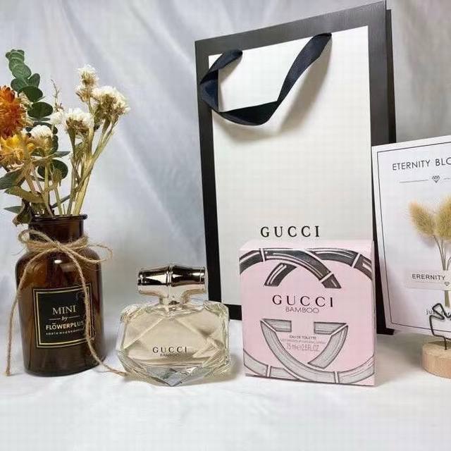 专柜品质 Gucci Bamboo古驰竹韵魅力女士香水Edt竹节竹子女士香水75Ml 香调：花香调 前调：香柠檬 橘子 梨 橙花 中调：百合 依兰 茉莉 后调：