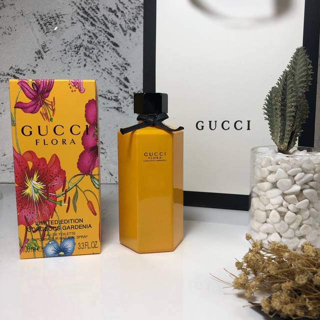 高端品质 古驰花之舞绚丽栀子花2018限量版黄瓶100Ml，Gucci Flora Gorgeous Gardenia Limited Edition 2018
