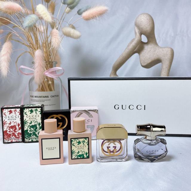 专柜品质 Gucci古驰 白盒竹韵四件套女士香水小样5Ml*4件套盒装 Q版套装 竹韵女士浓香水 5Mlbloom 粉繁花浓香水 5Mlbloom 绿繁花淡香水