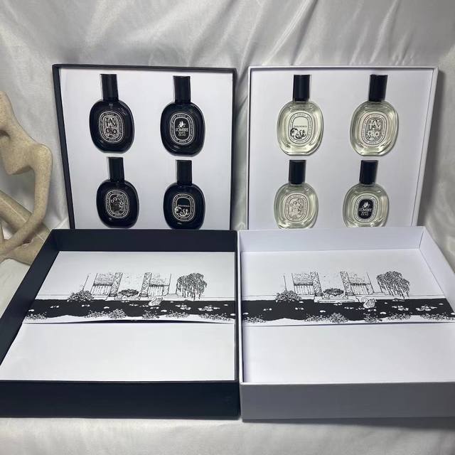 专柜品质 新款蒂普提克 香水中样四件套*30Ml 带喷头 两款:黑标 白标 套装含: 檀道 杜桑 水中影 无花果
