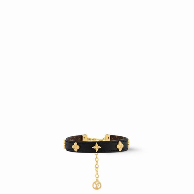Lv 路易威登女士手镯手链黑皮金铆钉调链精致优雅新款M8778Z