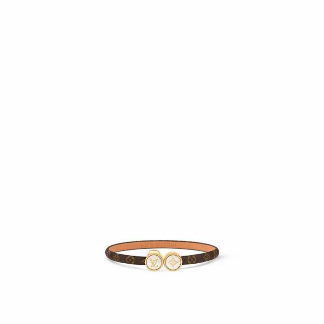 Louis Vuitton Logo标识 涂层帆布 手镯 女款 经典棕色休闲迷你珍珠手链M8435F