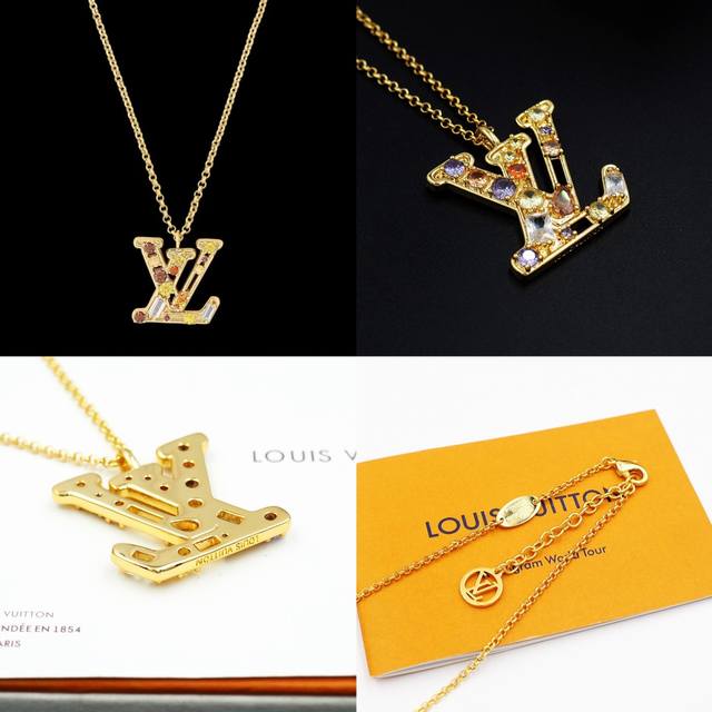 驴家Ladylv项链以耀目金属构筑精巧双链条，其问点缀 Monogram 花卉与Lv字母装饰，将纯洁意味与柔美风情娓娓道来。璀璨彩色仿水晶再添雍容格调。 项链X