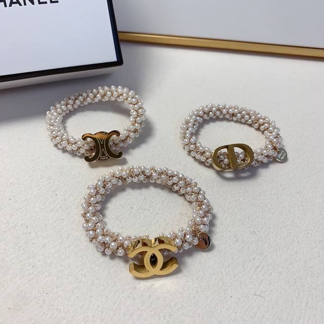 Chanel小香 Celine赛琳 Dior迪奥 珍珠手链钛钢Logo皮筋发圈大肠圈气质百搭小仙女必入单品 宝藏款 闭眼入推荐款 单个