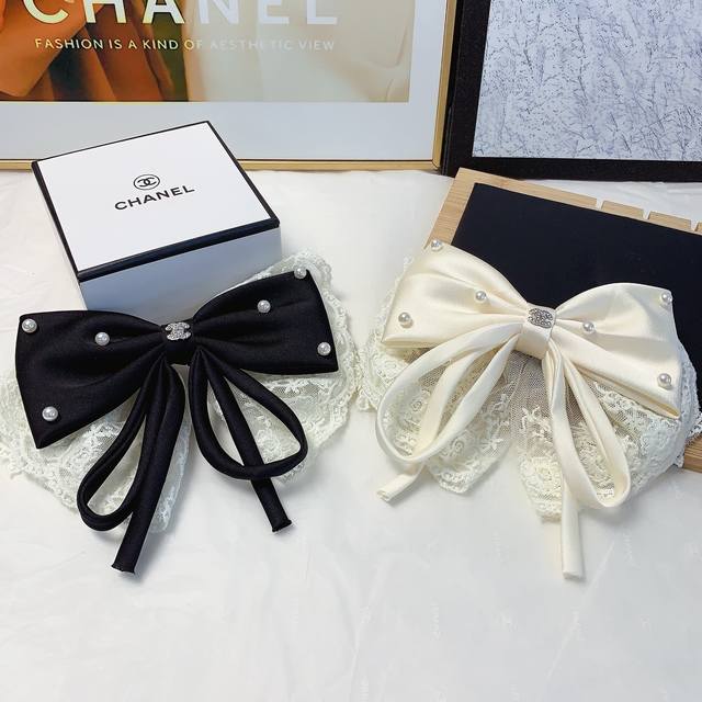 Chanel小香 Chanel发夹 蕾丝勾花蝴蝶结发夹弹簧夹版型立体气质时尚百搭小仙女必入单品 闭眼入推荐款 单个