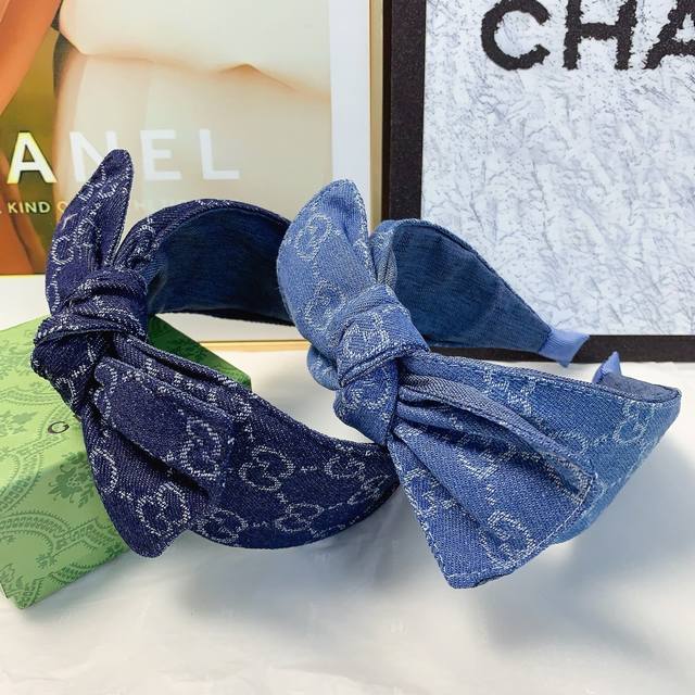 Gucci古驰 Gucci发箍 牛仔蝴蝶结轻奢风发箍气质百搭小仙女必入单品名媛风十足～宝藏款 闭眼入推荐款 单个