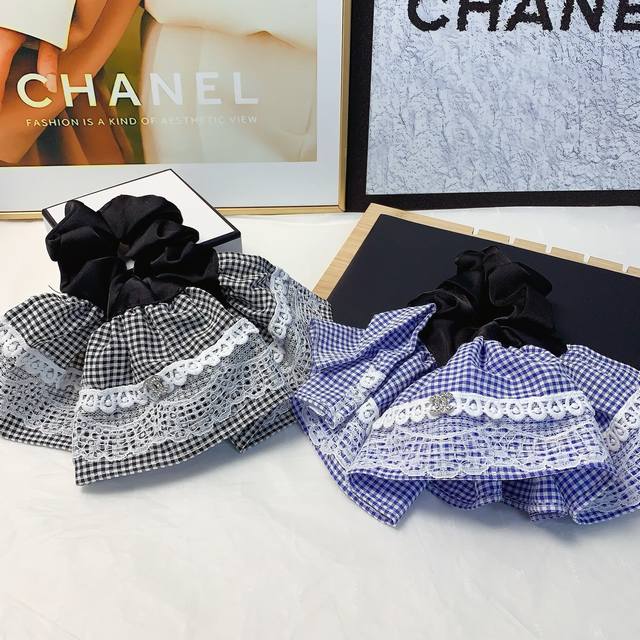 Chanel小香 Chanel皮筋 蕾丝花边裙子皮筋发圈大肠圈气质百搭小仙女必入单品 宝藏款 闭眼入推荐款 单个 配发箍盒