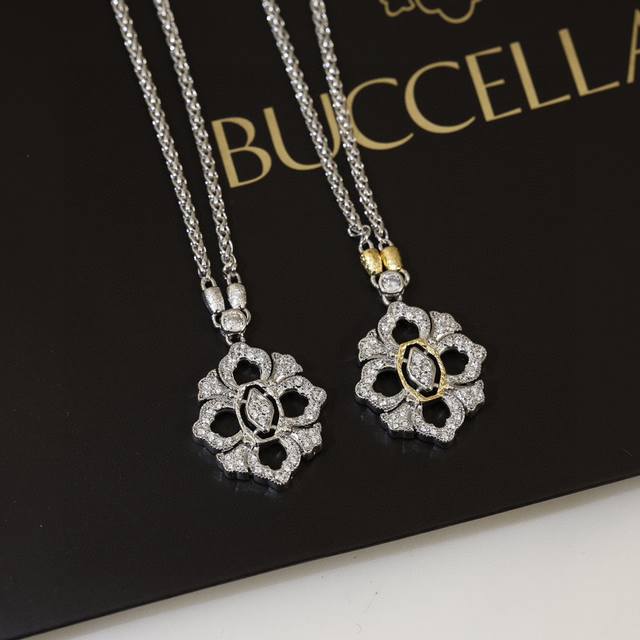 布契拉提 Buccellati 意大利高级珠宝品牌 复古宫廷风带钻拉丝四叶草双面项链 V金材质 18K厚金电镀 原版尾链 原版扣头 高品质 布契拉提项链 四叶草