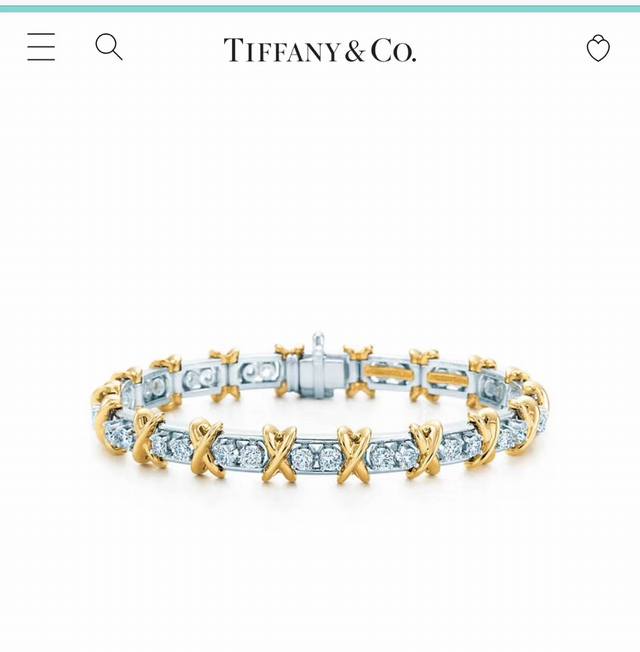 Tiffany手链蒂芙尼手链 独家首发专柜新款 Schlumberger系列 四钻交叉手链满钻手链 亚金镀金 抛光工艺精湛 高贵典雅 间金色