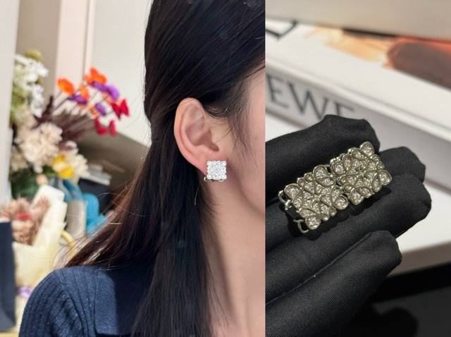 编号Lywed0018 罗意威*最新款光面方形耳钉 一致Zp黄铜材质