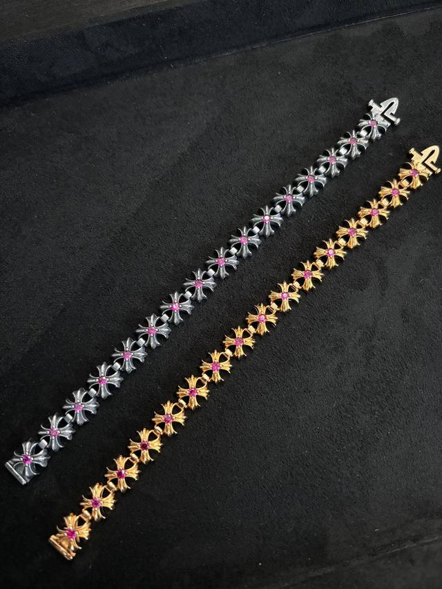 克罗十字花红钻手链