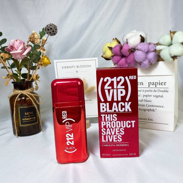 专柜品质 Carolina Herrera罗琳娜20年新香212Vip Red Rose Red Black男士香水 Ml 212 Vip Black Red男