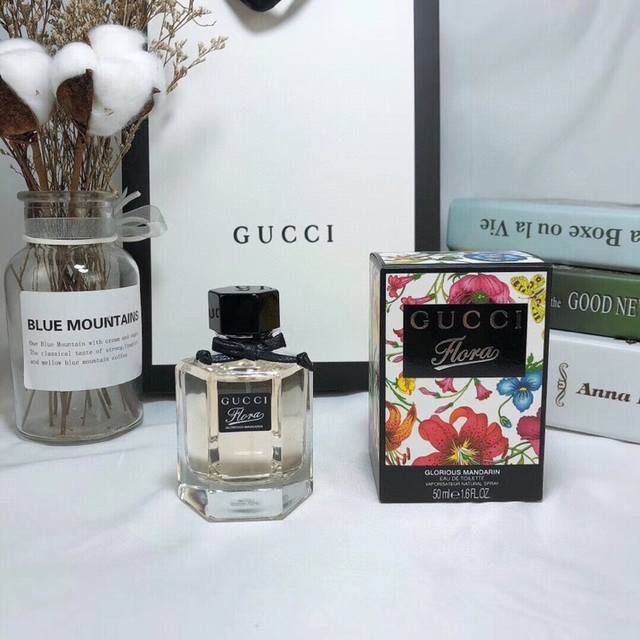 专柜品质 Gucci古驰黄色花之舞绚丽橙绽放柑橘女士淡香水50Ml，香调：花香果香调前调：橘子 牡丹中调：凤梨椰子酒 茉莉后调：麝香 琥珀 木质香