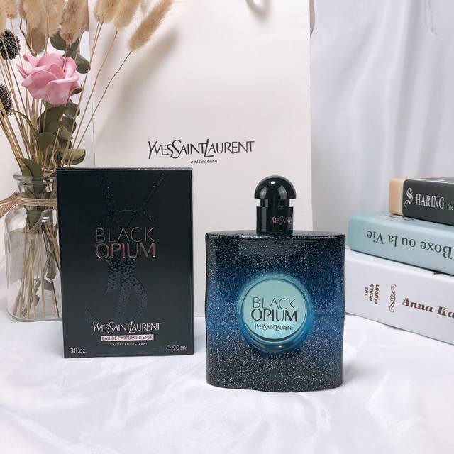 专柜品质 新款Ysl 圣罗兰Black Opium 蓝色黑鸦片女士香水Edp 浓香新款蓝色50Ml