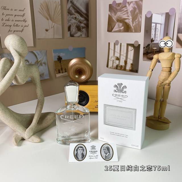 高端品质 克雷德2025夏日版纯白之恋75Ml Creed Love In White, 品牌：恺芮得 属性：女香 香调：果香花香调 前调：橙子苹果杏 中调：水